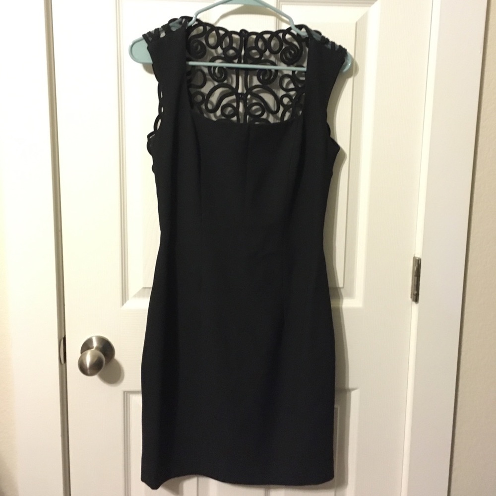 Ann Taylor vintage 90s little black dress w/ intricate back detail sz 6 - Picture 1 of 11